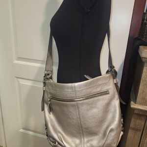 Coach Metallic Silver Hobo Bag